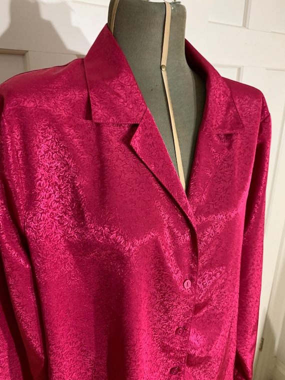 1990s does 1970s hot pink silky blouse