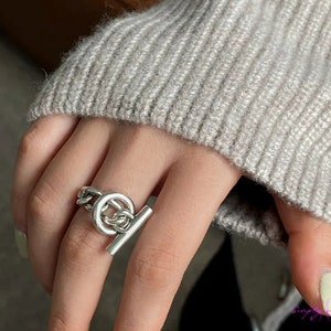 Matrozensluiting ring met verstelbare ketting verguld in 925 zilver, damessieraden, verjaardagscadeau, kerstcadeau, trendy sieraden S135 afbeelding 5