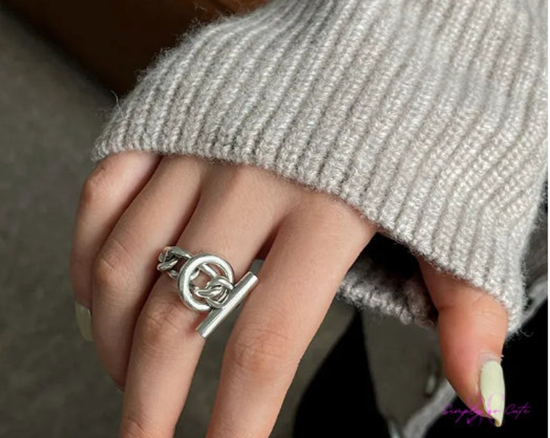 Matrozensluiting ring met verstelbare ketting verguld in 925 zilver, damessieraden, verjaardagscadeau, kerstcadeau, trendy sieraden S135 afbeelding 5