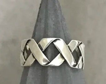 Bague croisée ajustable plaquée en argent 925 , bijoux femme, cadeau anniversaire, cadeau Noël, bijoux tendance S137