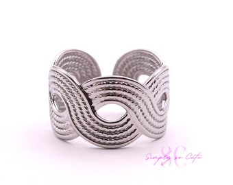 Bague entrelacée ajourée ajustable plaquée en argent 925 , bijoux femme, cadeau anniversaire, cadeau Noël, bijoux tendance S38