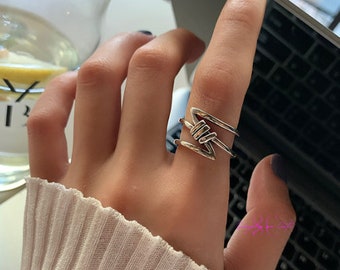 Adjustable knotted ring plated in 925 silver, women's jewelry, birthday gift, Christmas gift, trendy jewelry S124