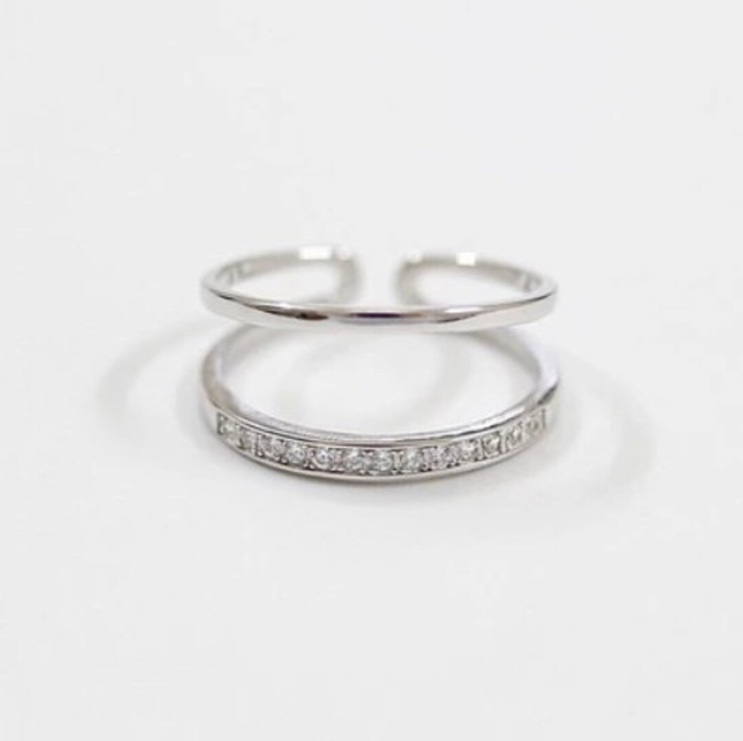 •DOUBLE DECO• adjustable recycled silver ring main image 0