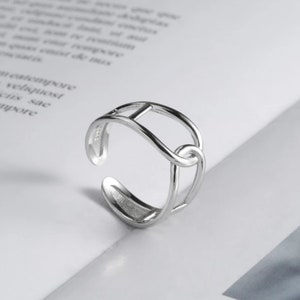 Adjustable intertwined ring plated in 925 silver, women's jewelry, birthday gift, Christmas gift, trendy jewelry S120