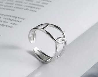 Bague entrelacée ajustable plaquée en argent 925 , bijoux femme, cadeau anniversaire, cadeau Noël, bijoux tendance S120