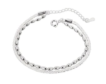 Dubbele armband met verlengketting verguld in 925 zilver, mode en fijne accessoire voor dames en meisjes, verjaardag, kerst S98