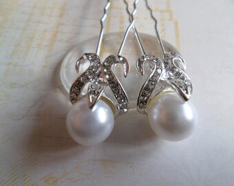 2 pinces à cheveux perle et strass pour occasion