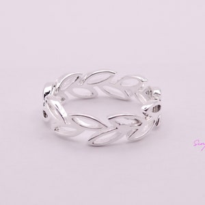 Adjustable leaf ring plated in 925 silver, women's jewelry, birthday gift, Christmas gift, trendy jewelry S78