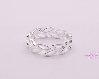 Anillo de hoja ajustable bañado en plata 925, joyería de mujer, regalo de cumpleaños, regalo de Navidad, joyería de moda S78