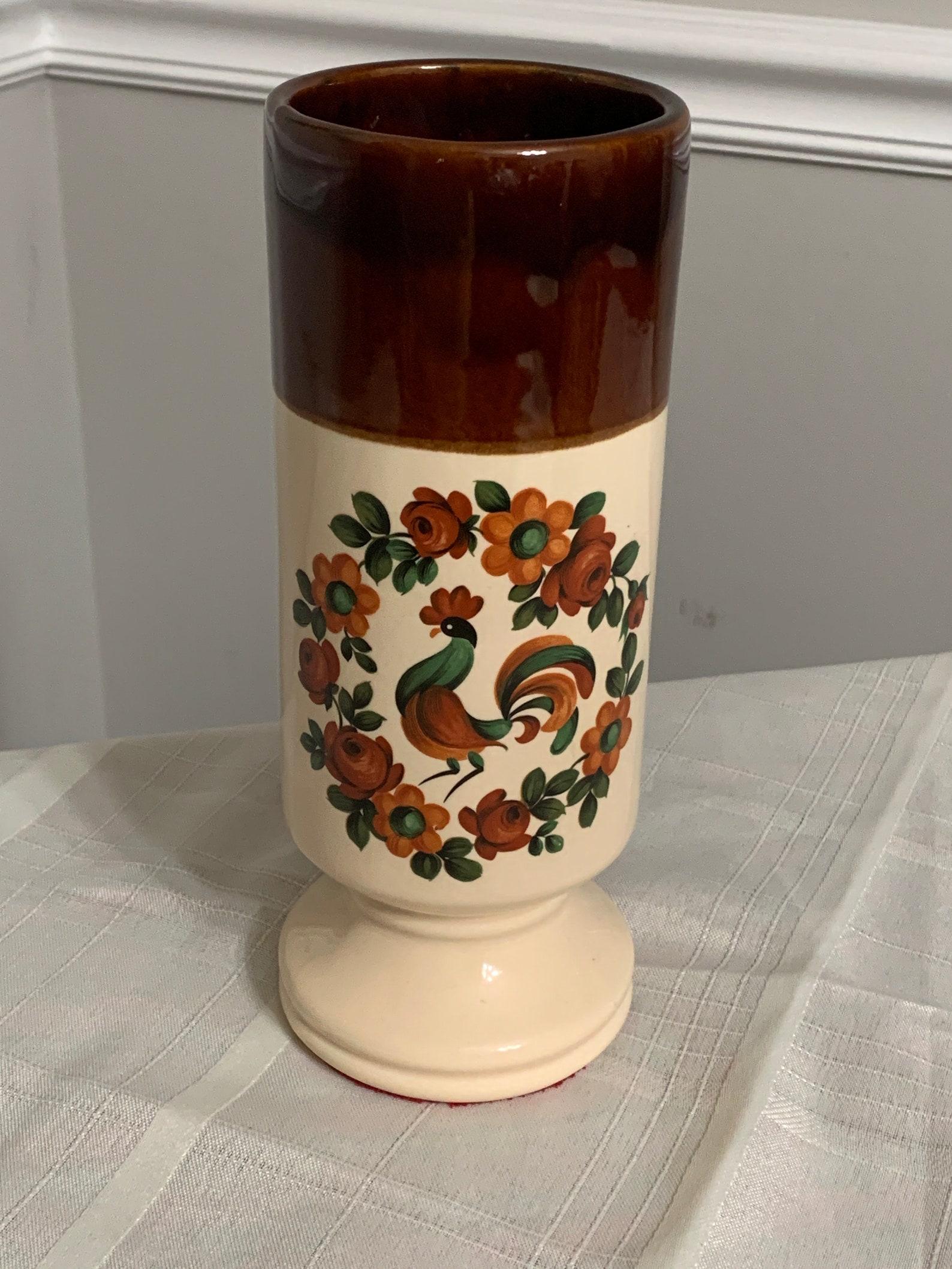 Vintage McCoy Pottery Floraline Rooster Vase Pattern 412 Etsy