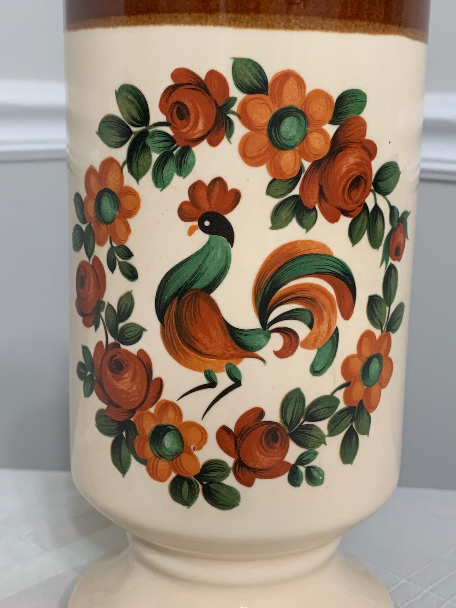 Vintage McCoy Pottery Floraline Rooster Vase Pattern 412 Etsy