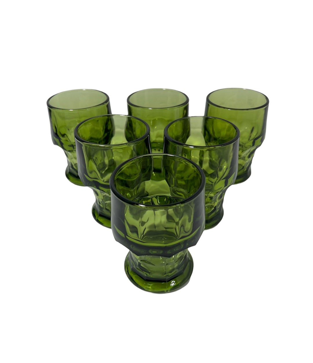 Vintage Green avocado Glass Flat Tumblers by Anchor Etsy