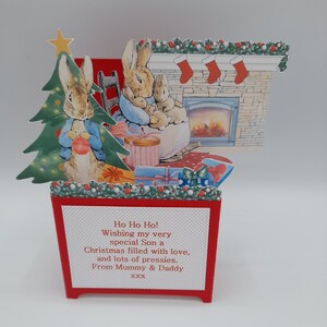 Peter Rabbit Pop Up Christmas Card, Unique POP Up Card, Christmas Cards, Boys Cards, Girl Cards