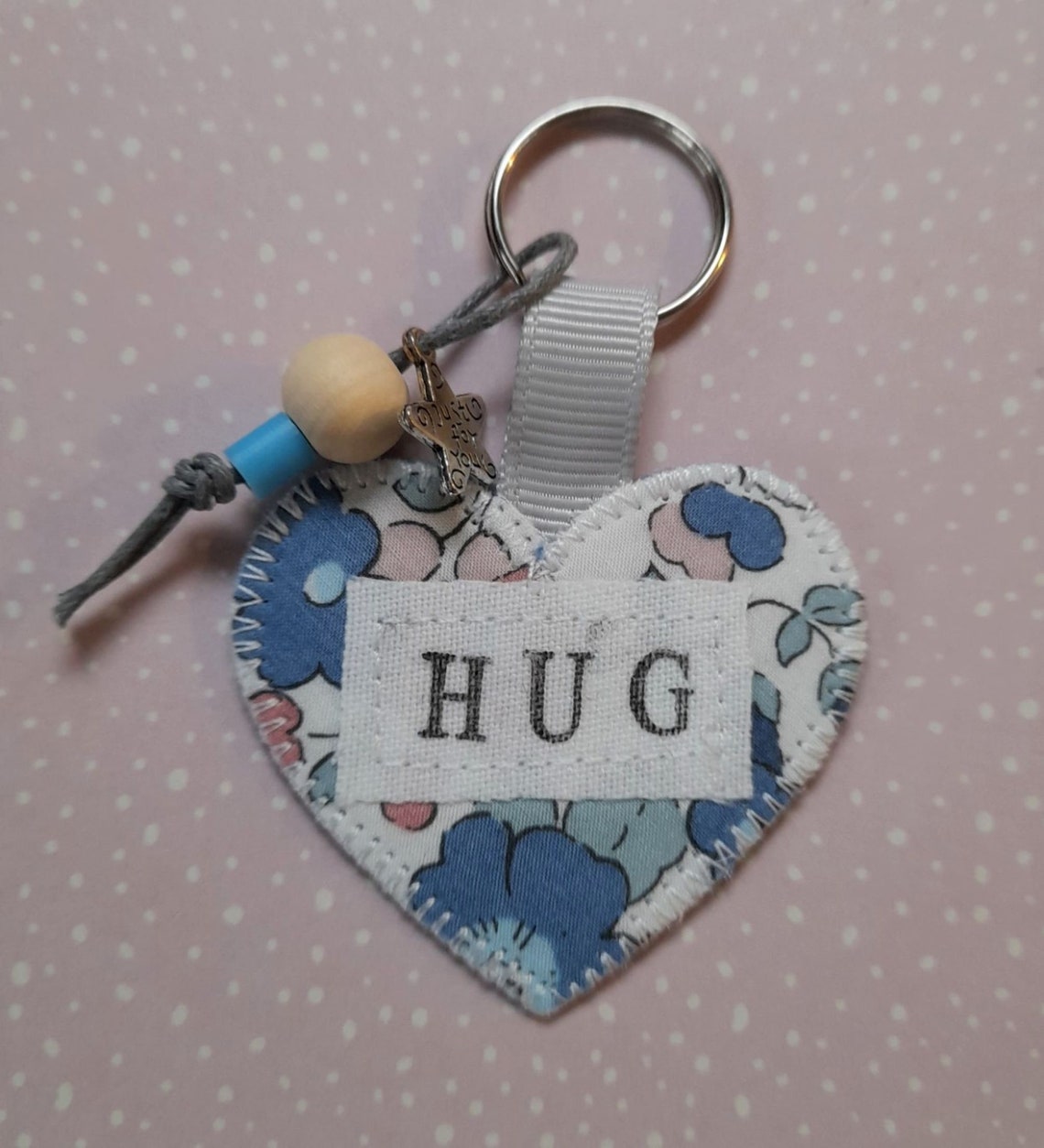 Handmade Pocket Hug heart fabric keyring Bag charm Keychain Etsy
