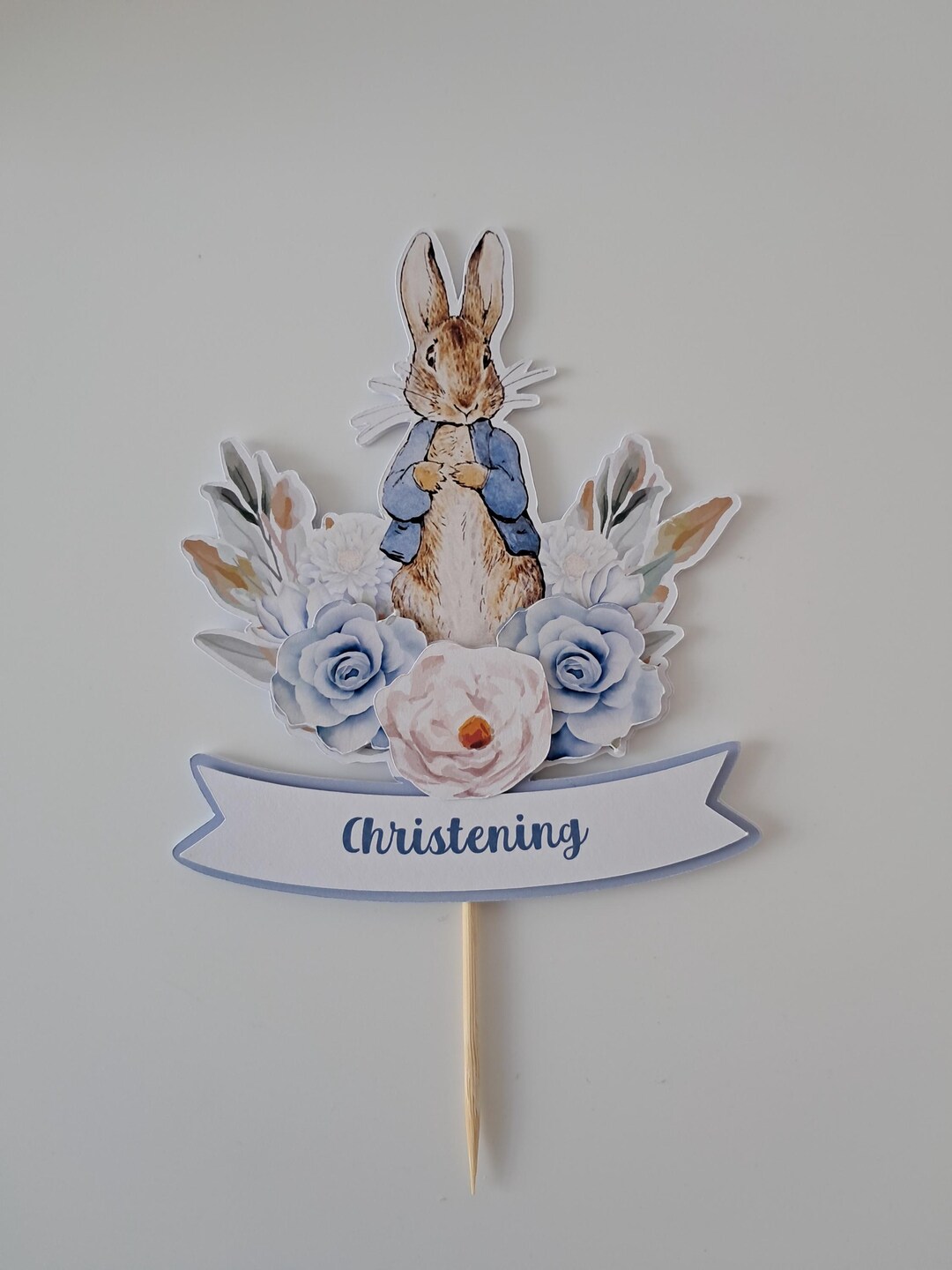 Personalized Peter Rabbit Christening Cake Topper - Etsy