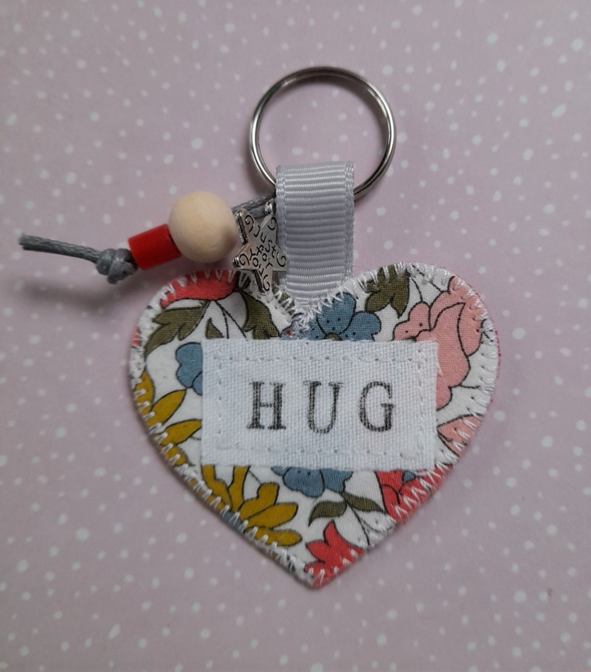 Handmade Pocket Hug heart fabric keyring Bag charm Keychain Etsy