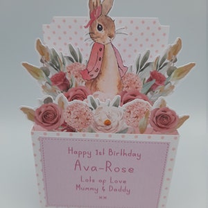 Carte d'anniversaire pop-up 3D personnalisée Flopsy Rabbit