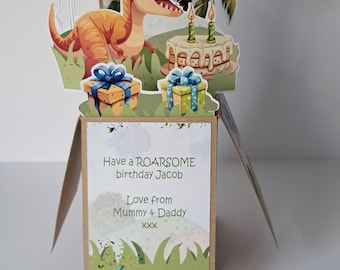 Personalised Dinosaur Birthday Pop up card