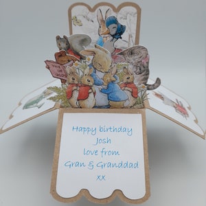 Personalised Peter Rabbit 3D Pop Up Card, Unique Pop-Up 3D Card