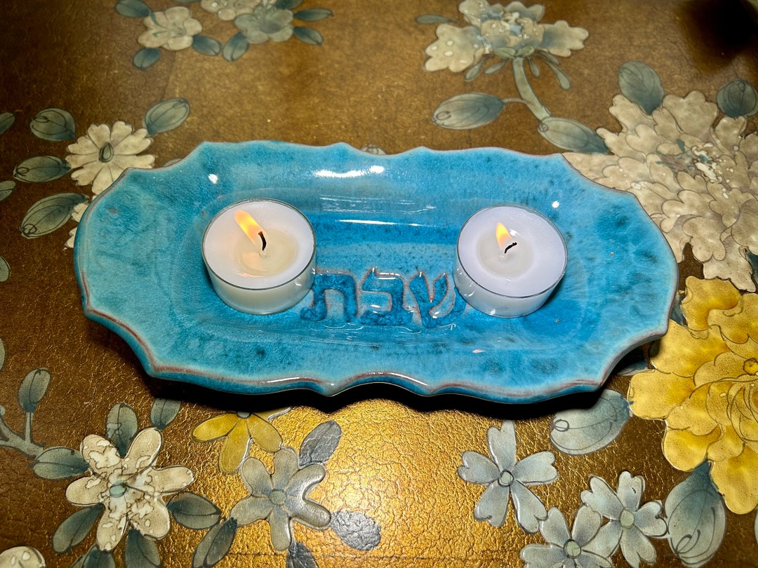 Shabbat Tea Light Candle Plate. Handmade Sabbath Tea Light Etsy