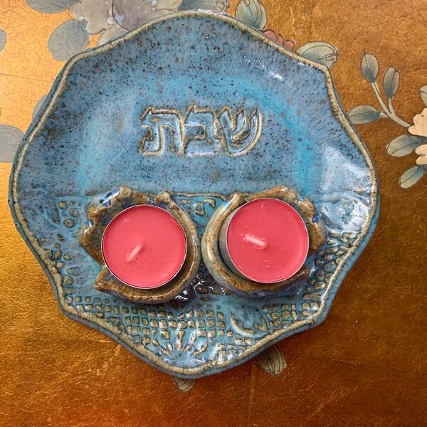 Shabbat Candles Holder Set. Shabbat candlesticks. Shabbat plate.