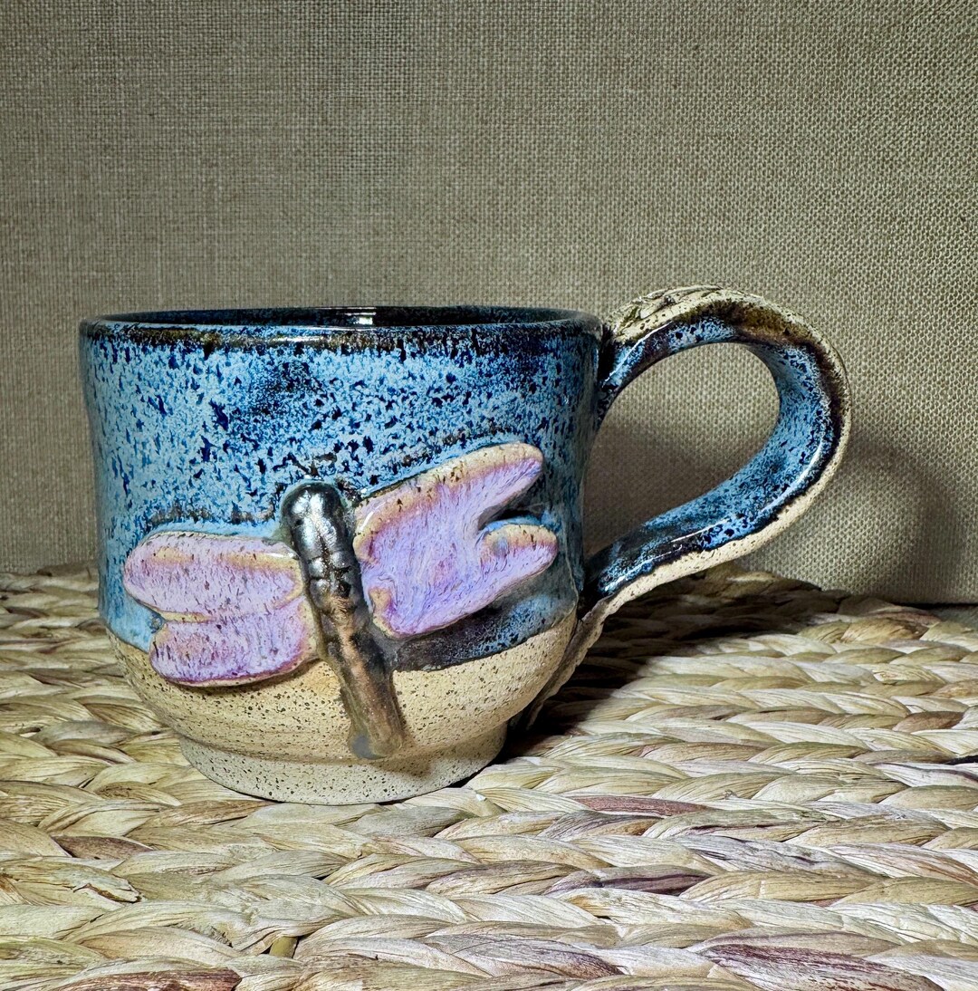 Handmade Ceramic Mug With Dragonfly – Nature-inspired Coffee Cup ...