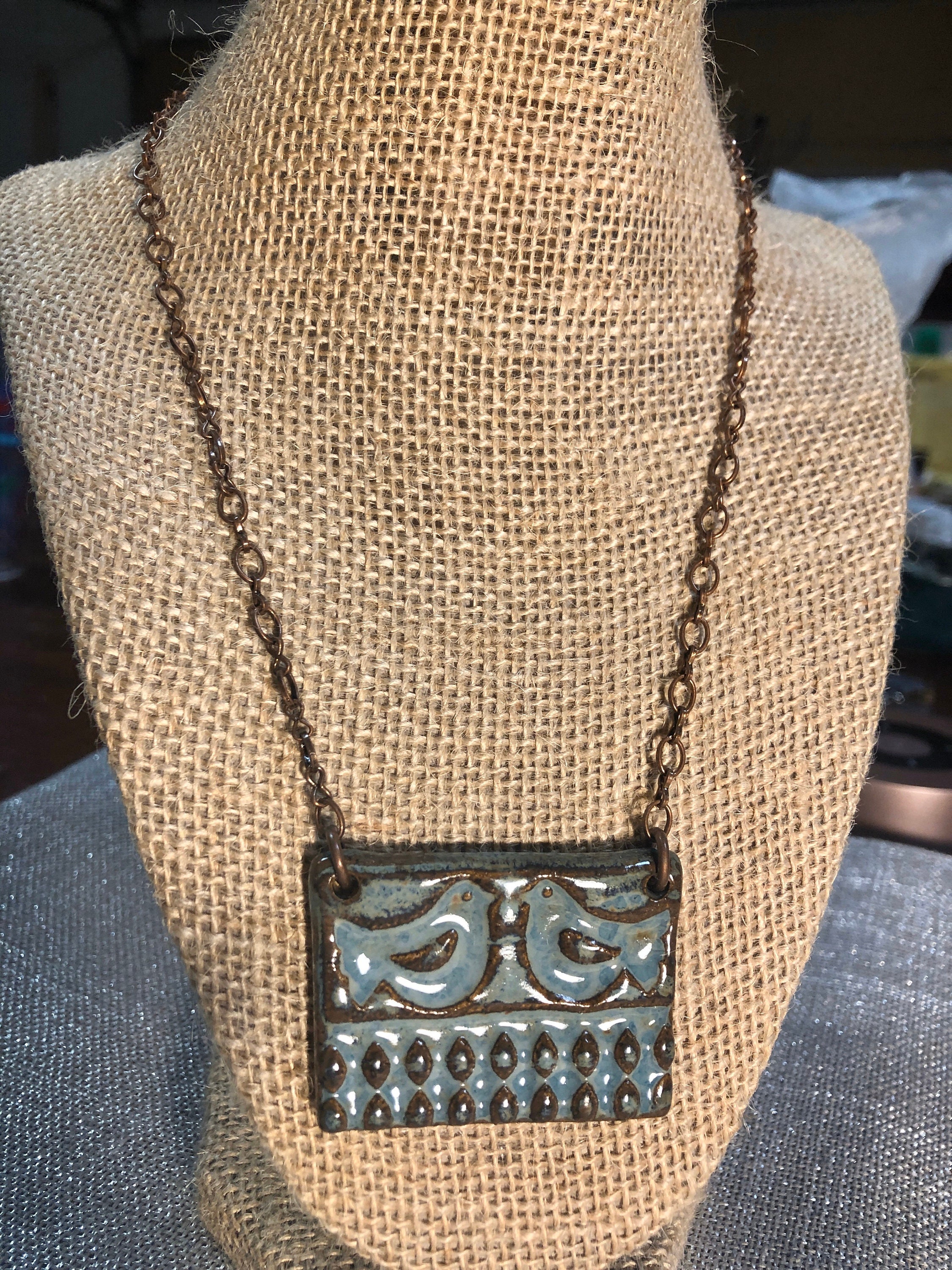 Ceramic Necklace With Birds. Handmade Ceramic Necklace. Etsy