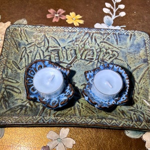Shabbat Candles Holder Set. Shabbat candlesticks. Simcha tea light candles holders. Sabbath Candles Set. Jewish Wedding gift. Hanukkah gift