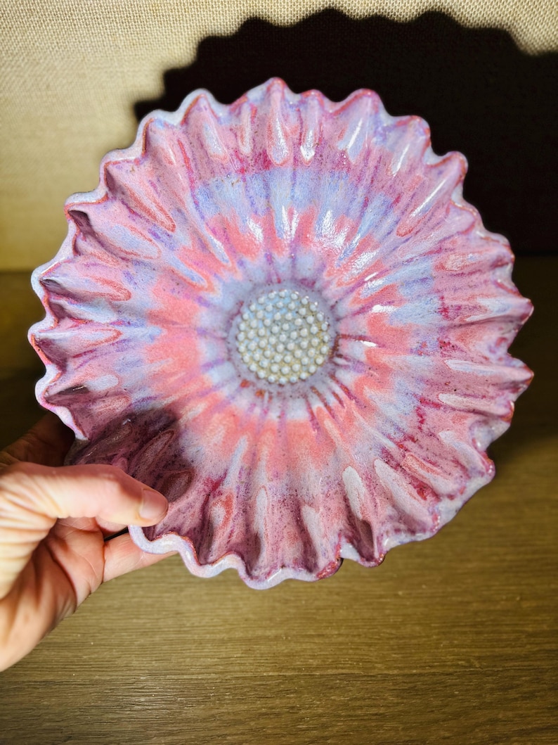Handmade Ceramic Flower Bowl – 9" Nature-inspired Pottery Flower ...