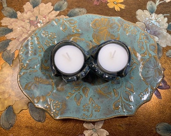 Shabbat Candles Holder Set. Shabbat candlesticks. Shabbat Tea Light Holders Set. Sabbath Candles Set. Judaica Art. Jewish Wedding. Hanukkah