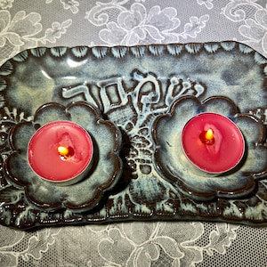Shabbat Candles Holder Set. Shabbat candlesticks. Simcha tea light candles holders. Sabbath Candles Set. Jewish Wedding gift. Hanukkah gift
