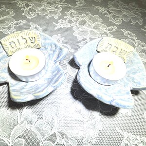 Shabbat Shalom Hamsa tea light candle Holders. Hamsa Tea light Candle Holders. Sabbath Candles set. Jewish gifts. Israeli art. Sabbat Shalom