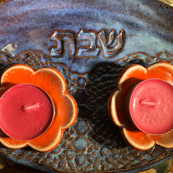 Shabbat Candles Holder Set. Shabbat candlesticks. Shabbat plate.
