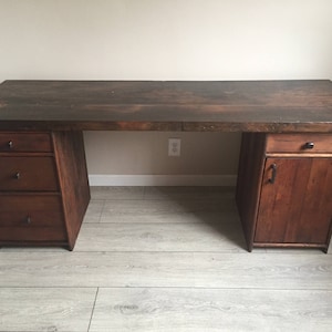 Reclaimed Wood Desk With Cabinets Base - FREE SHIPPING