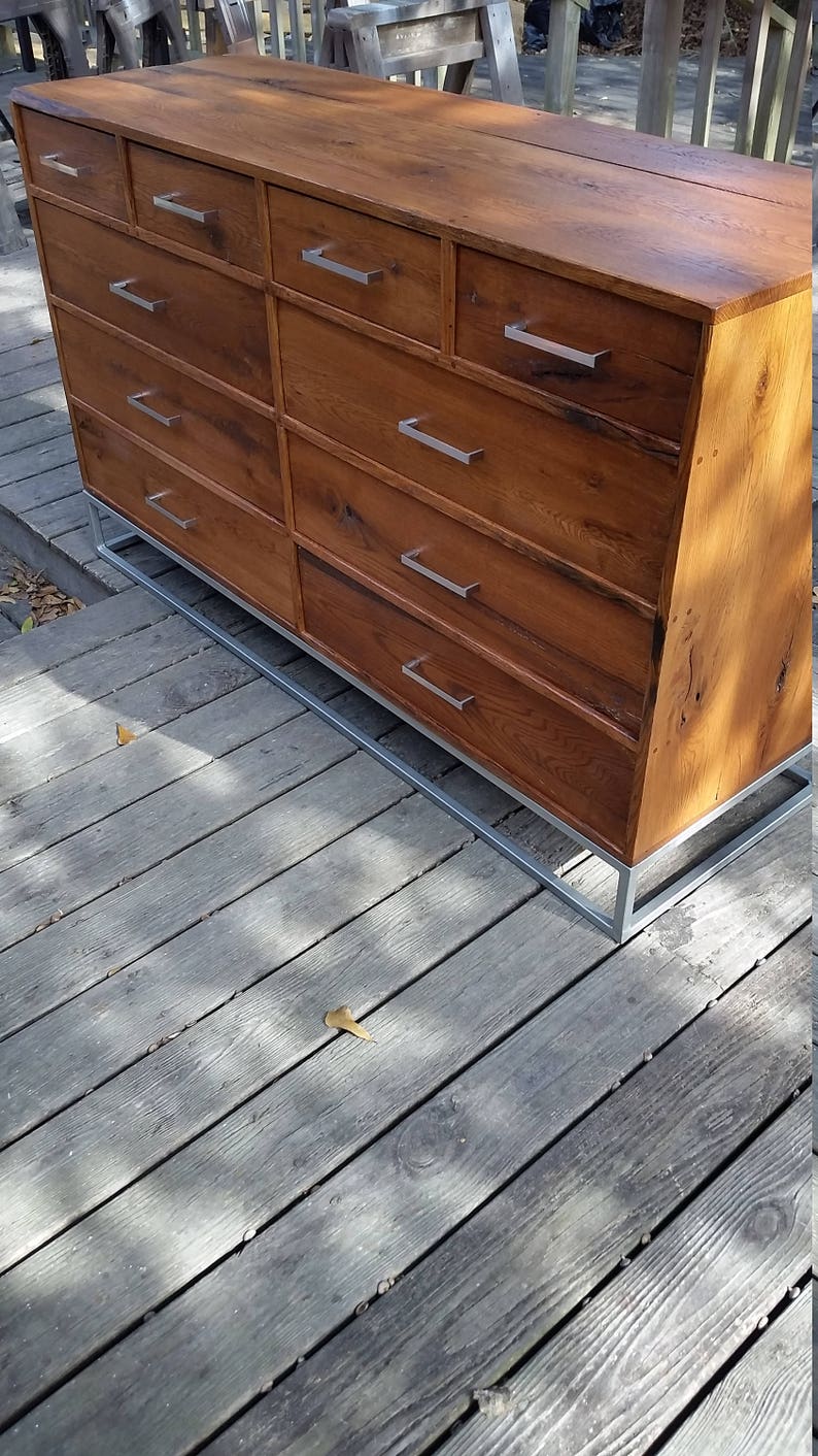 Reclaimed Wood Dresser Metal Base FREE SHIPPING Etsy