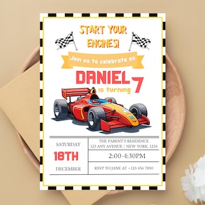 Race Car Birthday Invitation, Race Car Invitation for Kids, Race Car Party Invitation, Racing Invitation, Instant Download Invitation