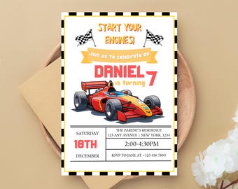 Race Car Birthday Invitation, Race Car Invitation for Kids, Race Car Party Invitation, Racing Invitation, Instant Download Invitation
