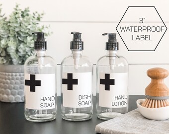 3" Waterproof Minimal Label | Shampoo Label | Bathroom Label | Dish Soap Label | Modern Bottle Label | Glass Bottle Label Modern White Label