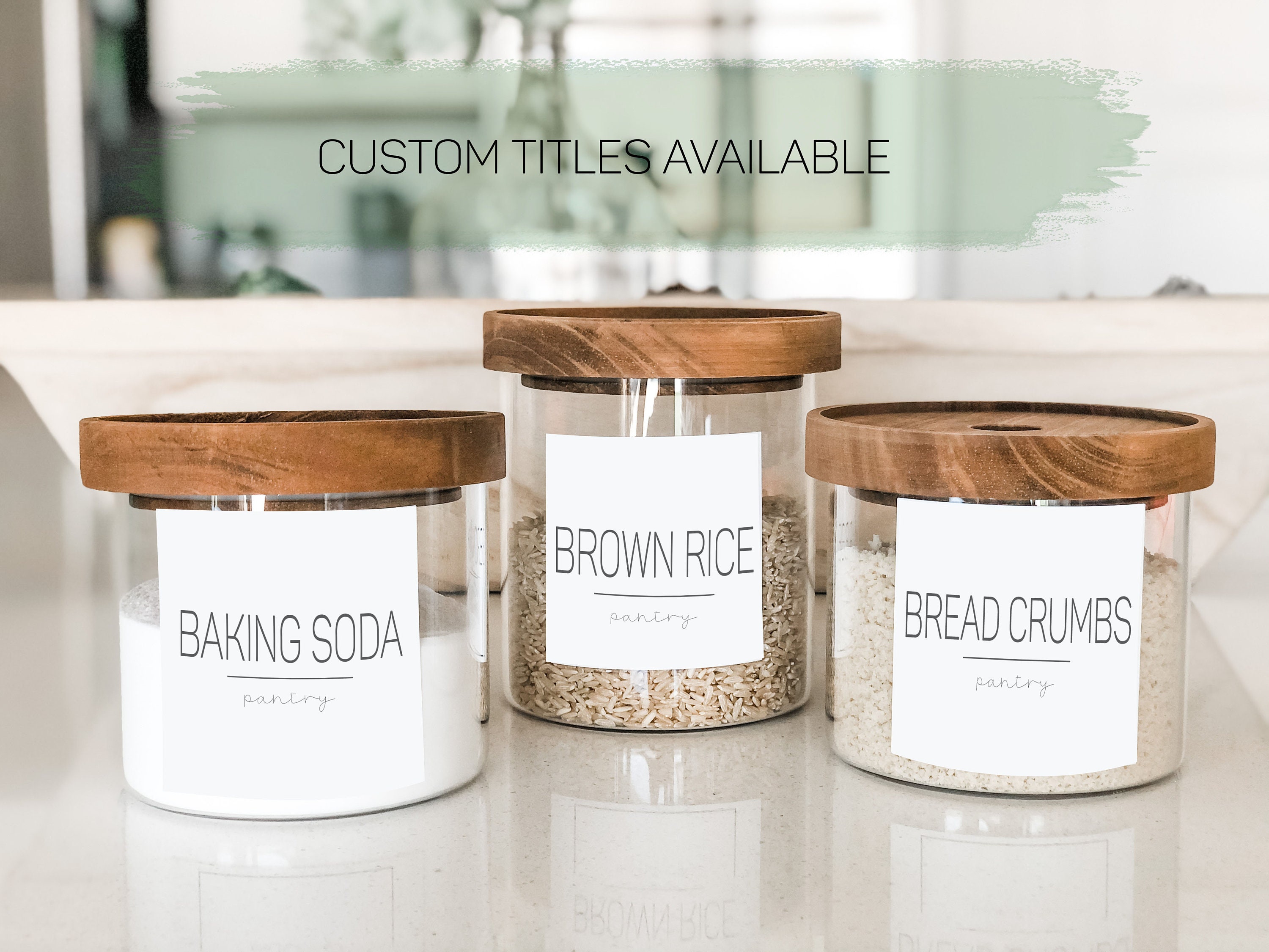 Custom Fillable Spice Labels and Pantry Labels, Modern Minimalist