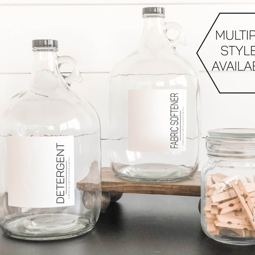Gallon Refillable Glass Laundry Jug Detergent Bottle Label Etsy