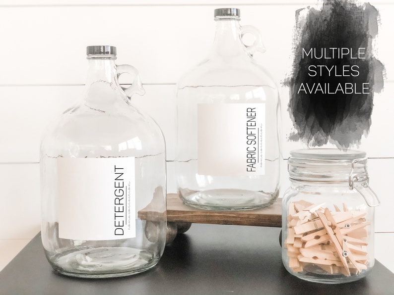 Gallon Refillable Glass Laundry Jug Detergent Bottle Label Etsy