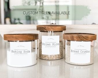 Modern Minimal Pantry Labels | Waterproof | Customizable | Pantry Stickers | White Pantry Labels | Modern Labels | Pantry Organization