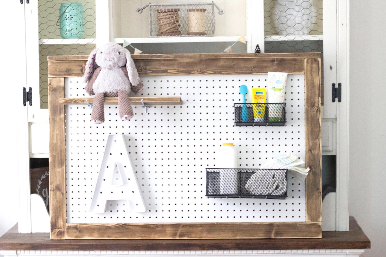 Farmhouse Pegboard Home Office nursery Pegboard Nursery Etsy