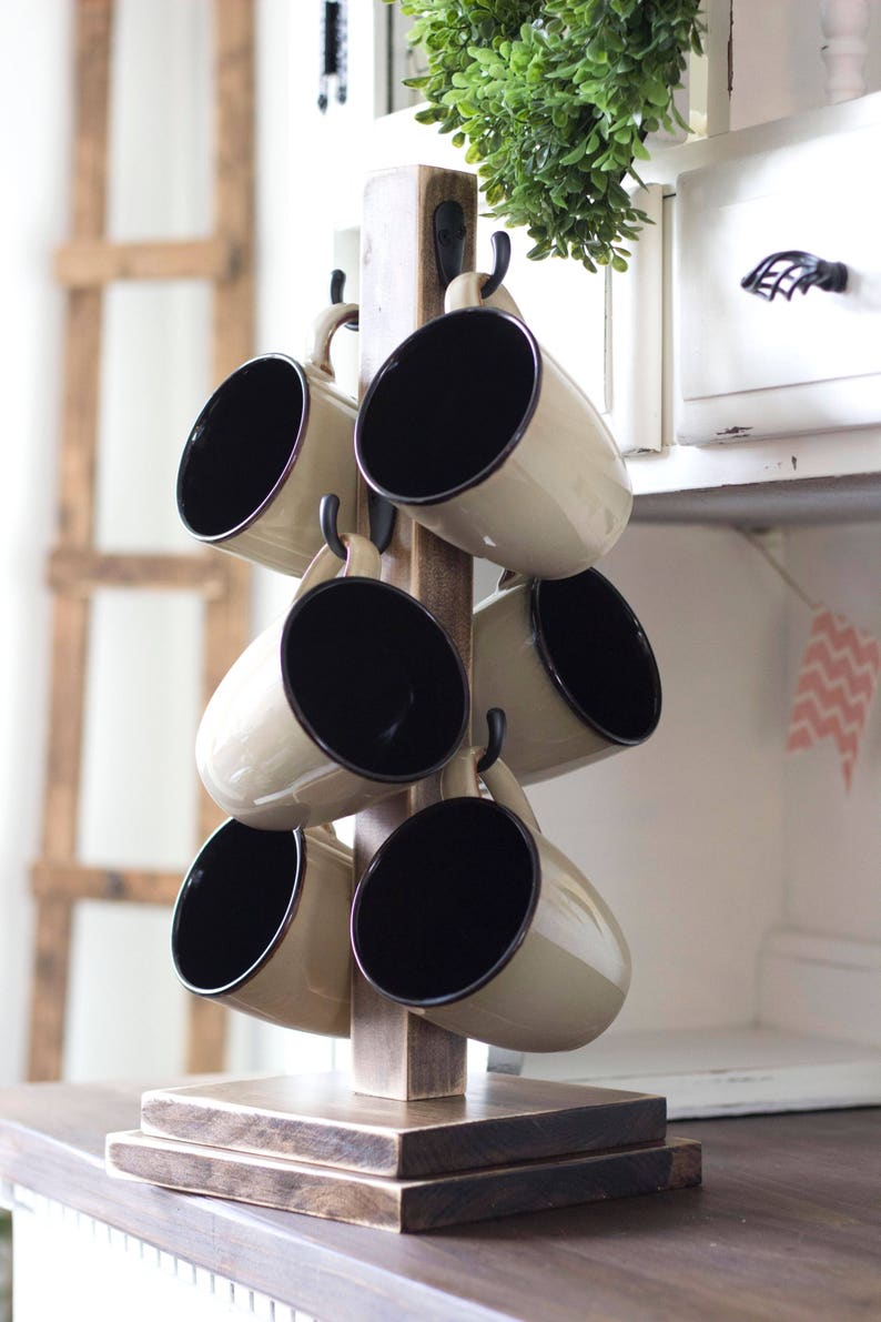 Rustic 6 Coffee Cup Mug Stand Coffee Mug Tree Coffee Mug Etsy