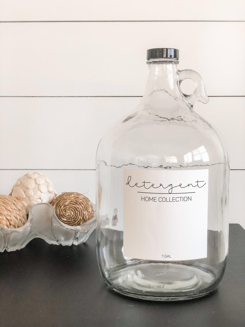 Gallon Refillable Glass Laundry Jug Detergent Bottle Label Etsy