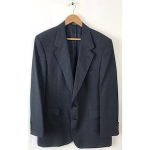 Vintage Mens Plaid Blazer, 90s Dark Gray Plaid Jacket Size 44L, Vintage Gray Plaid Sport Coat, Formal Event Wedding Classic Plaid Blazer
