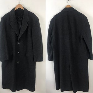 Vintage Mens Wool Overcoat , 80s London Fog Dark Gray Coat Large, Vintage Dark Gray Mens Trench Coat, Classic Winter Wool Heavy Mens Coat