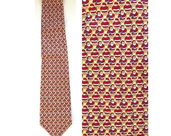 Vintage Mens Santa Claus Tie, Santa Print Tie, Christmas Holidays Santa Claus Necktie, Santa Claus Micro Print Novelty Tie, Ugly Christmas