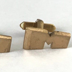 Gemelos M de oro vintage, gemelos clásicos con parte posterior en forma de bala de oro, gemelos con inicial M, regalo del Día del Padre