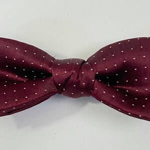 Vintage Dark Red & White Polka Dot Bow Tie, Preppy Polka Dot Mens Bow Tie, Holiday Christmas Bow Tie, Wedding Formal Event